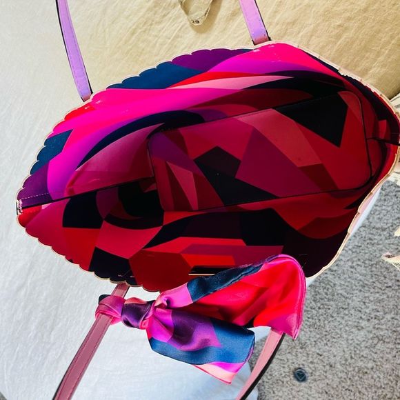 Trina Turk Bags | Color Pop Pink scalloped rim Trina  by Trina Turk large tote💗 - Picture 12 of 13